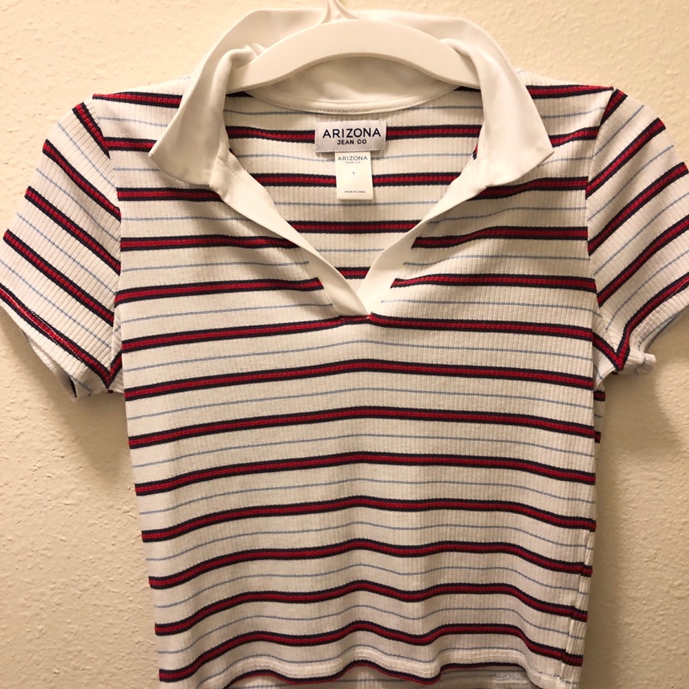 Arizona striped white Crop Top shirt